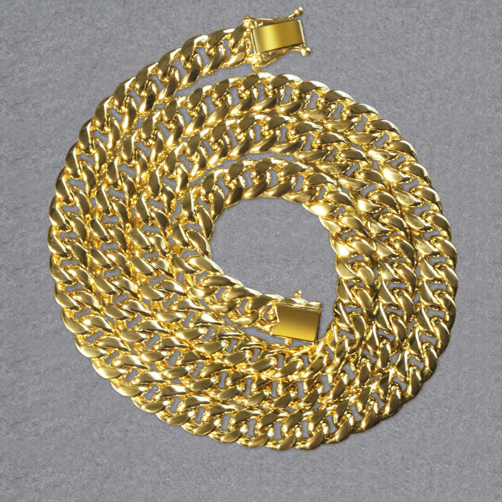 14k Yellow Gold Semi Solid Miami Cuban Chain (7.20 mm)