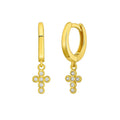14K Yellow Gold Petite Diamond Cross Earrings