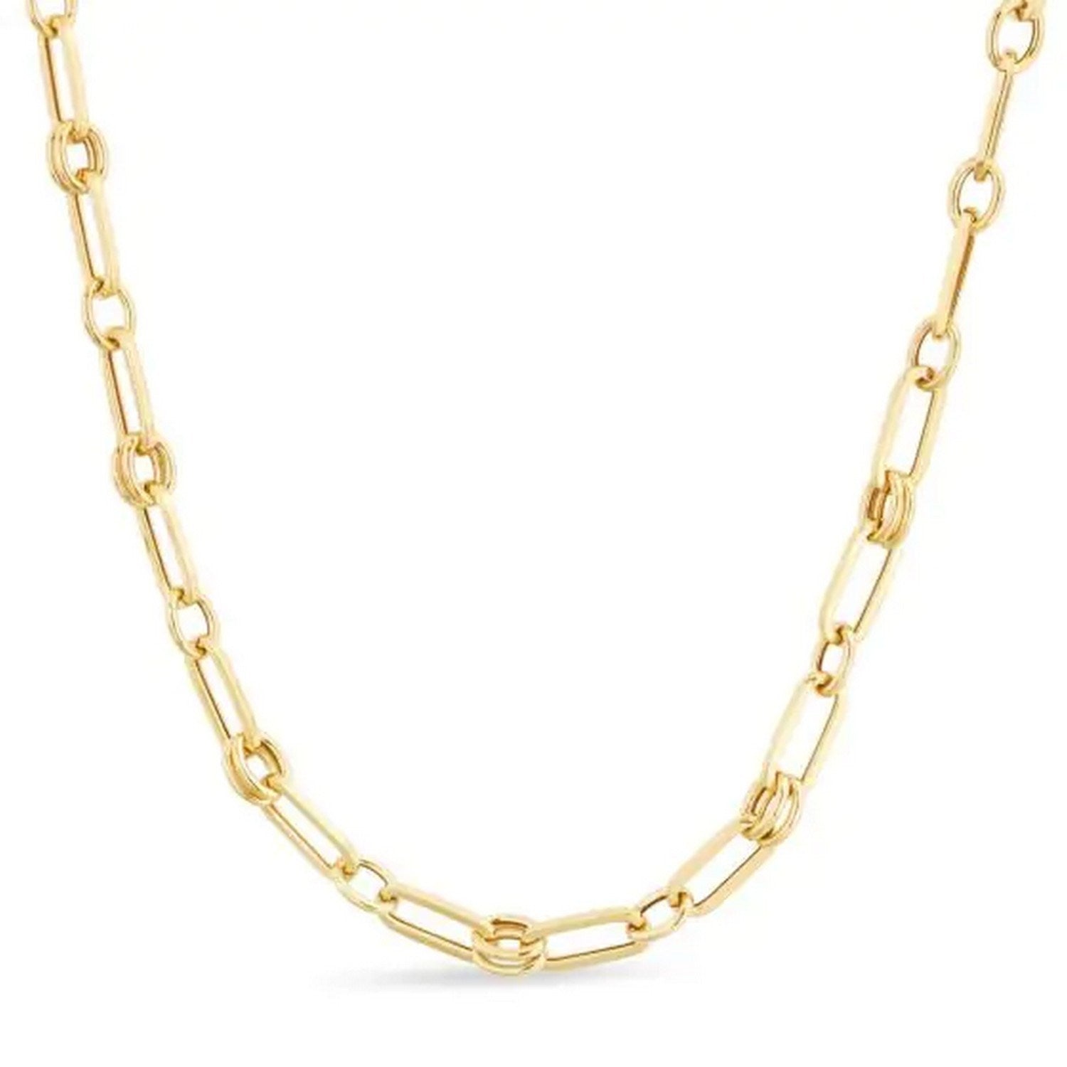 14k Yellow Gold High Polish Paperclip Rondel Link Chain (5.60 mm)