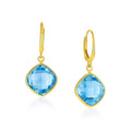 Drop Earrings with Blue Topaz Cushion Briolettes in 14k Yellow Gold