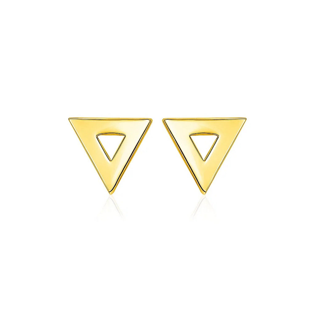 14k Yellow Gold Polished Open Triangle Post Earrings