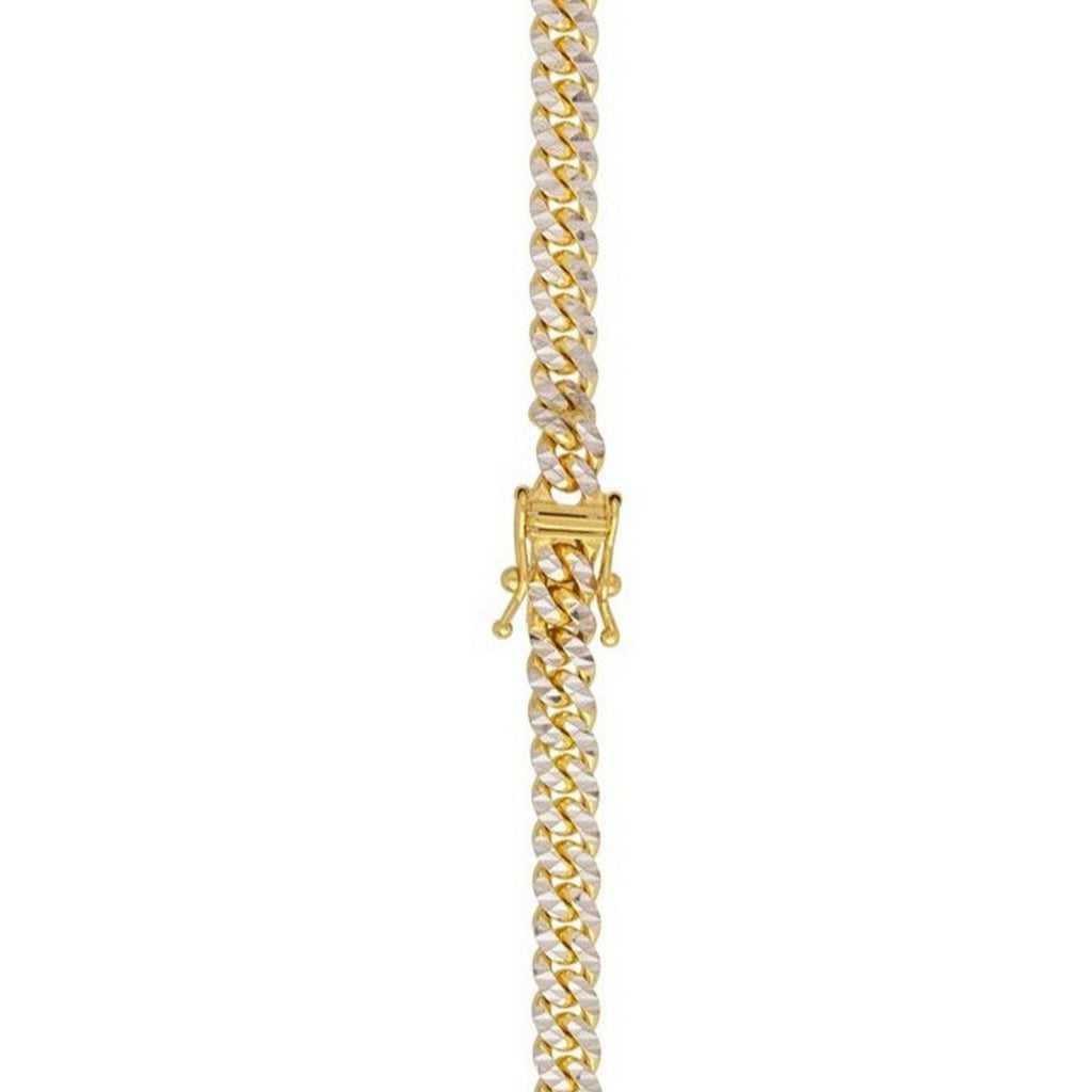 Classic Miami Cuban White Pave Solid Chain in 14k Yellow Gold (4.00 mm)