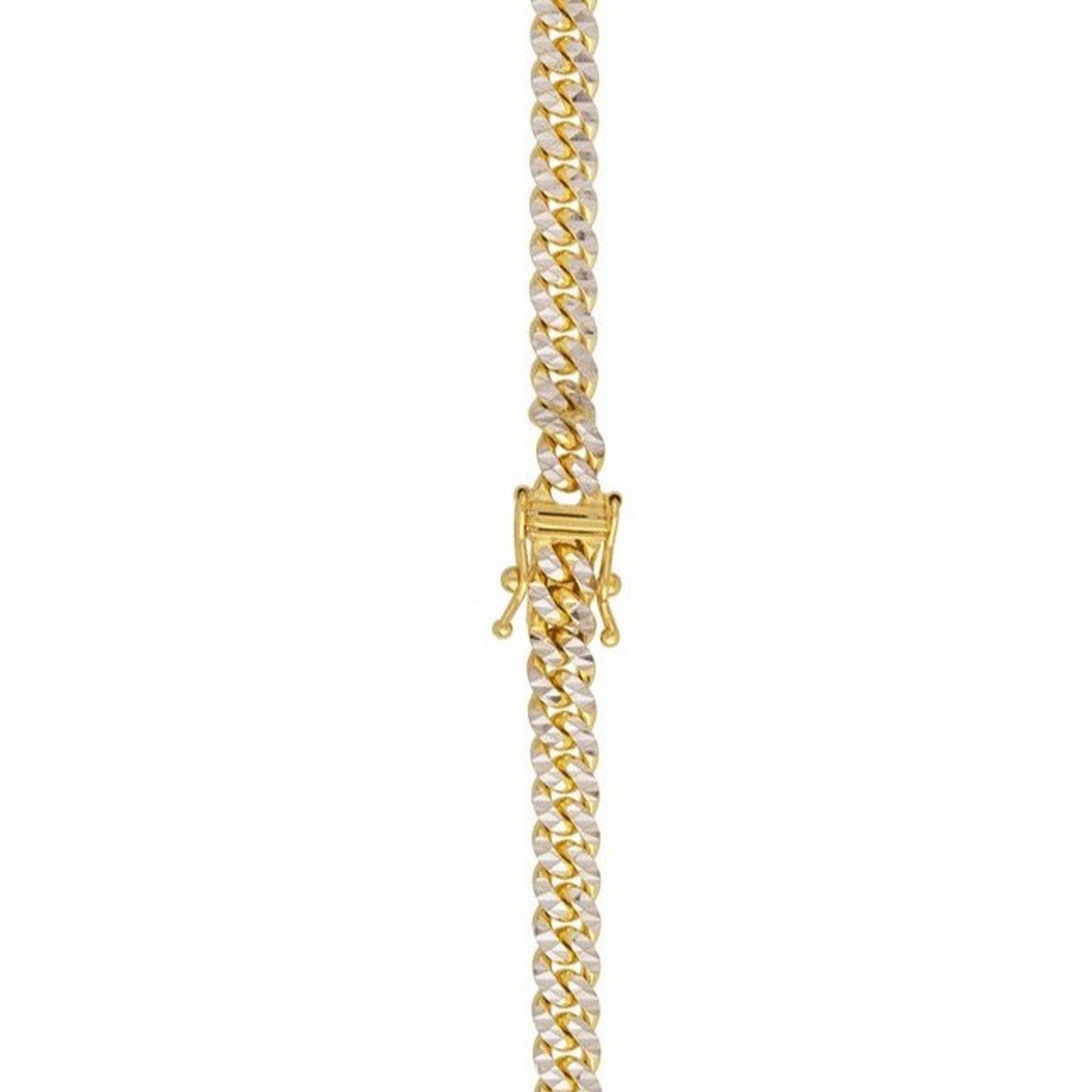 Classic Miami Cuban White Pave Solid Chain in 14k Yellow Gold (4.00 mm)