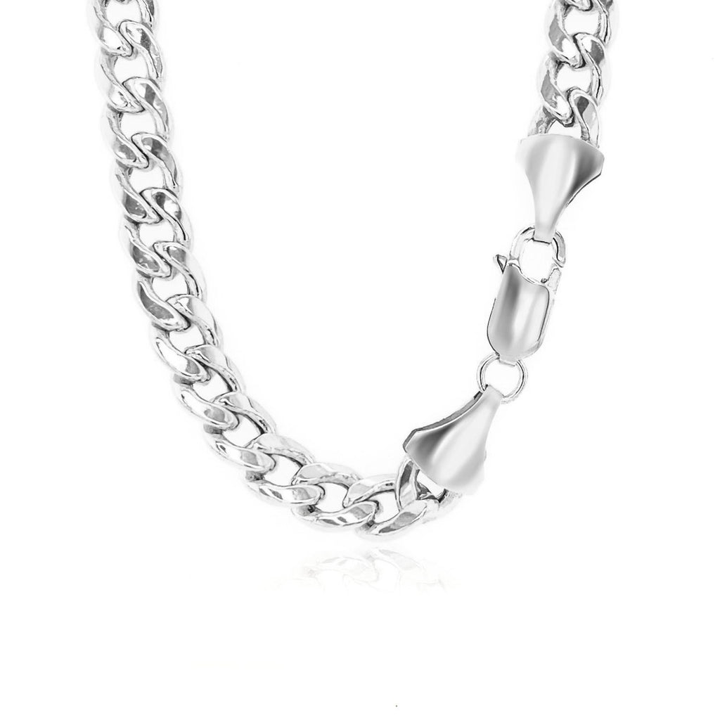 14K White Gold Miami Cuban Semi Solid Chain (7.00 mm)