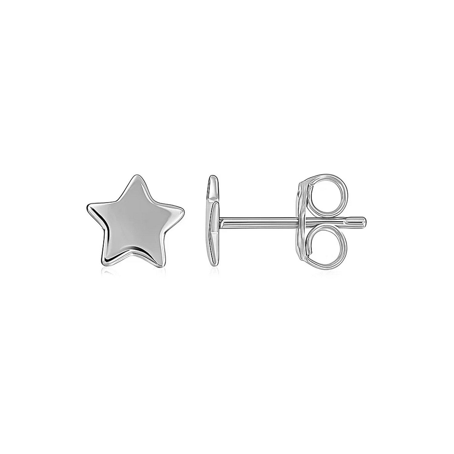 14k White Gold Post Earrings with Stars(6.5mm)