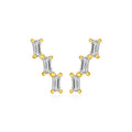 14k Yellow Gold Climber Post Earrings with Baguette Cubic Zirconias