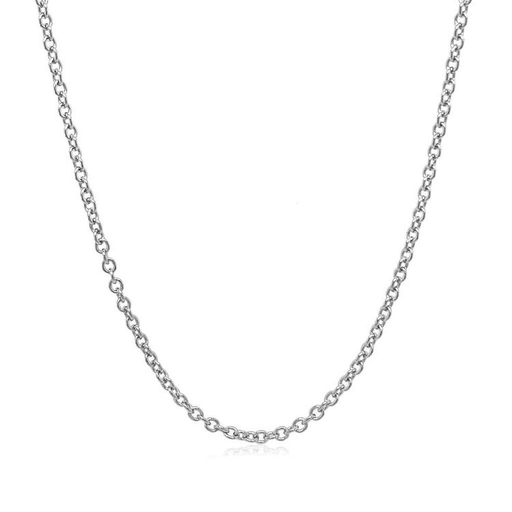 14k White Gold Round Cable Link Chain (2.6 mm)