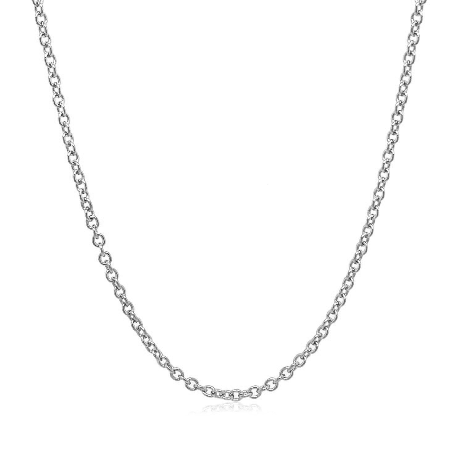 14k White Gold Round Cable Link Chain (2.6 mm)
