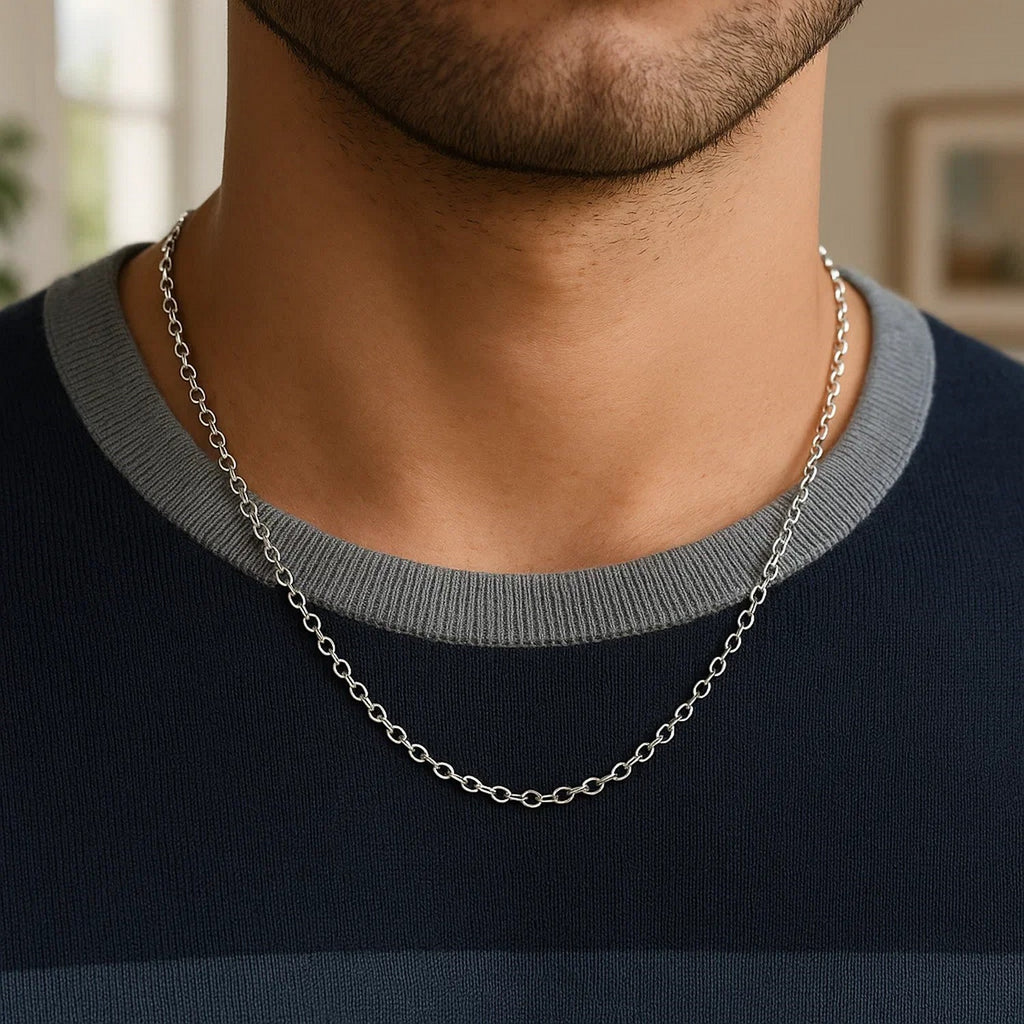14k White Gold Round Cable Link Chain (2.6 mm)