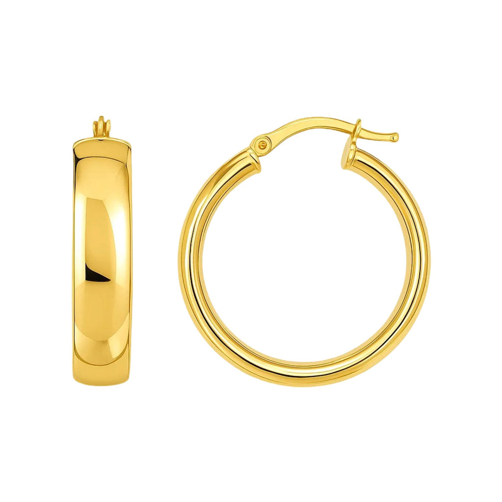 14k Yellow Gold Wedding Band Hoops (6x25mm)