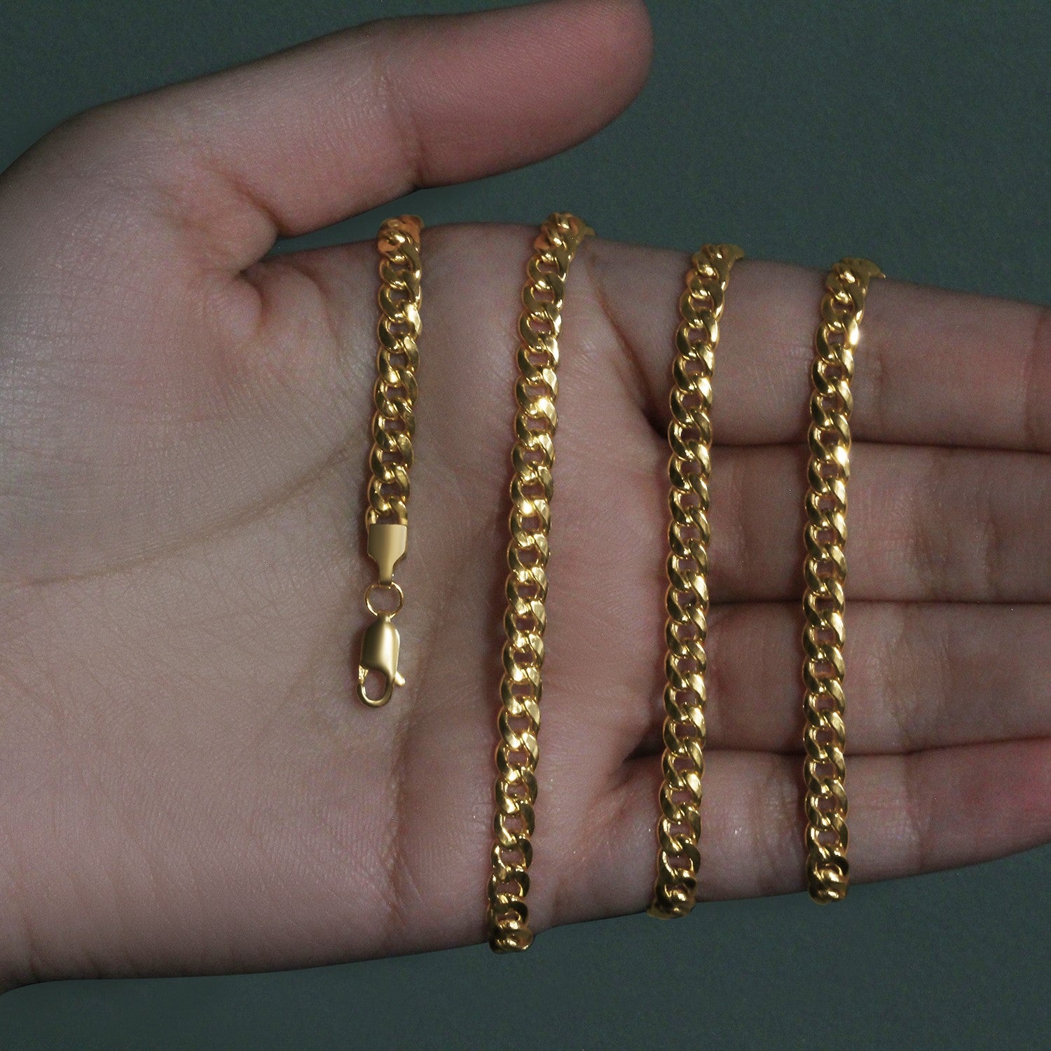 14k Yellow Gold Miami Cuban Semi Solid Chain (4.50 mm)