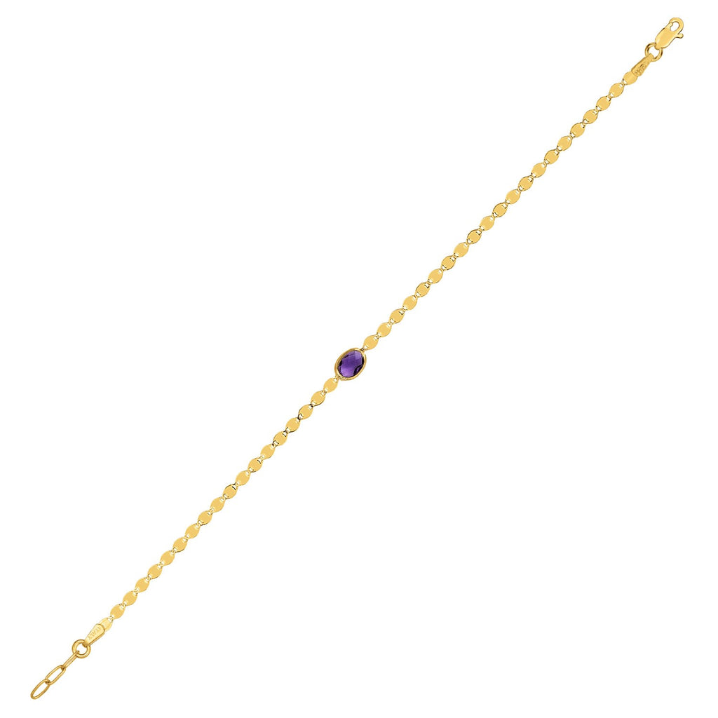 14K Yellow Gold Amethyst Mirrored Chain (2.20 mm)