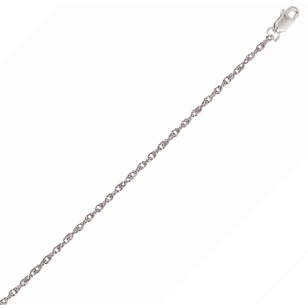 14k White Gold Machine Rope Chain (1.10 mm)
