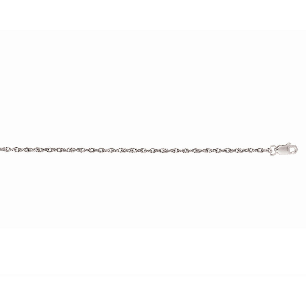 14k White Gold Machine Rope Chain (1.10 mm)