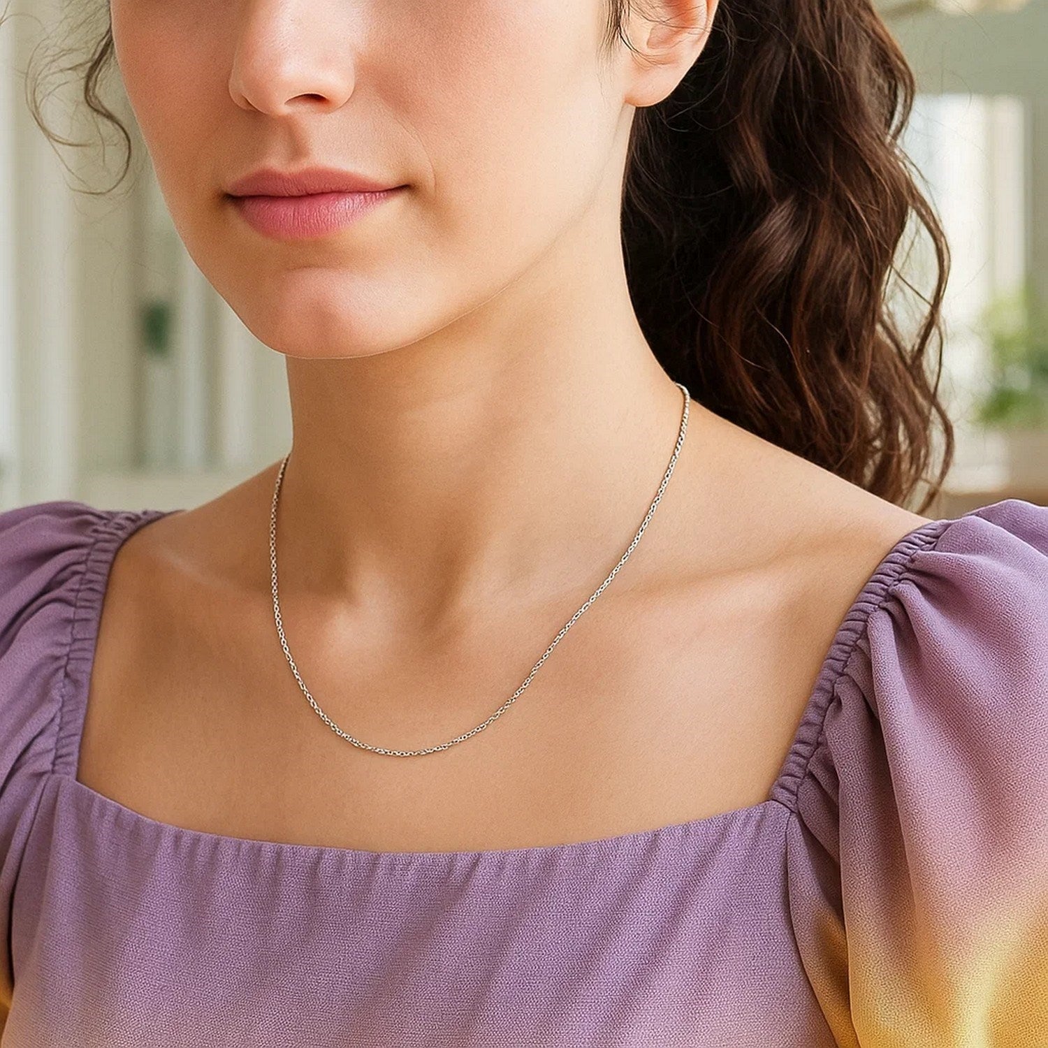 14k White Gold Machine Rope Chain (1.10 mm)