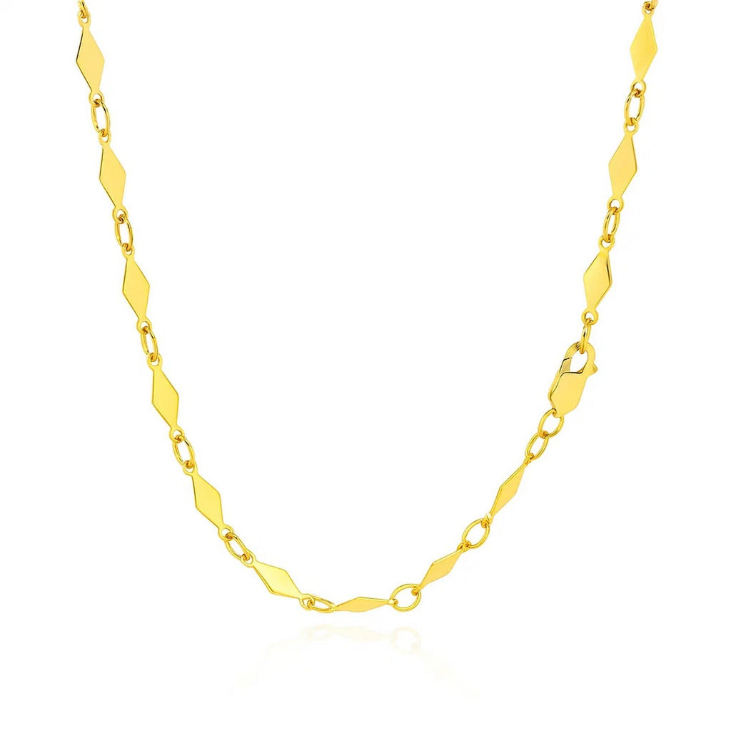 14K Yellow Gold Polished Diamond Motif Chain (3.00 mm)