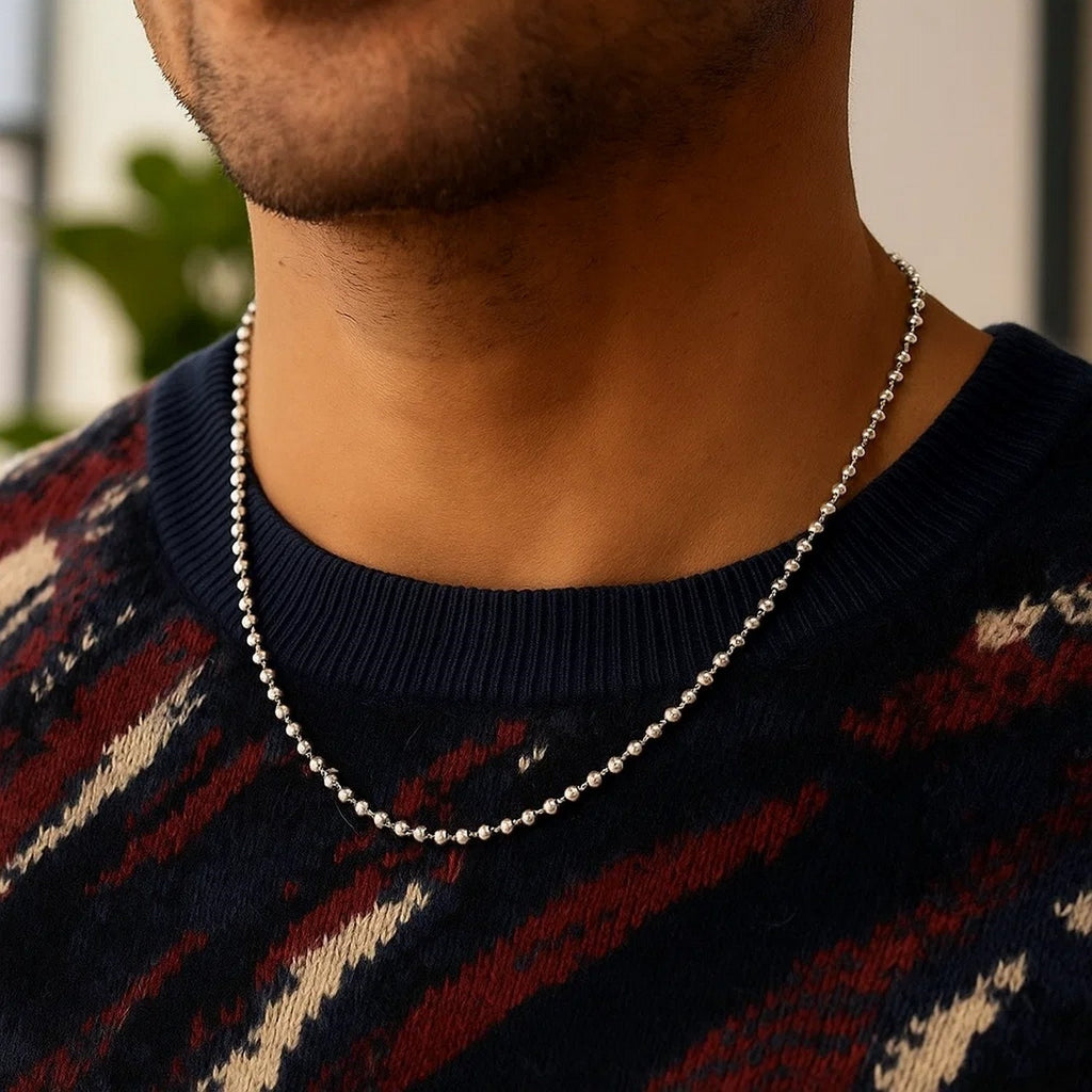 Moon Cut Bead Chain in 14k White Gold (2.50 mm)