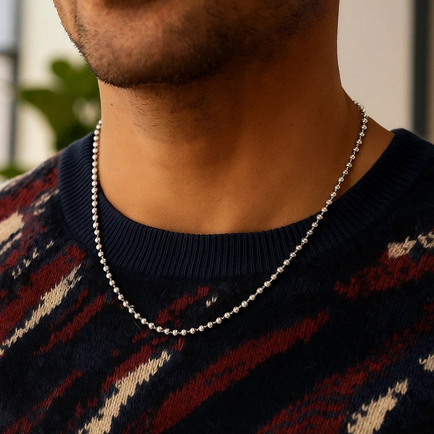 Moon Cut Bead Chain in 14k White Gold (2.50 mm)