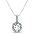 14k White Gold Diamond Halo Round Style Pendant (5/8 cttw)