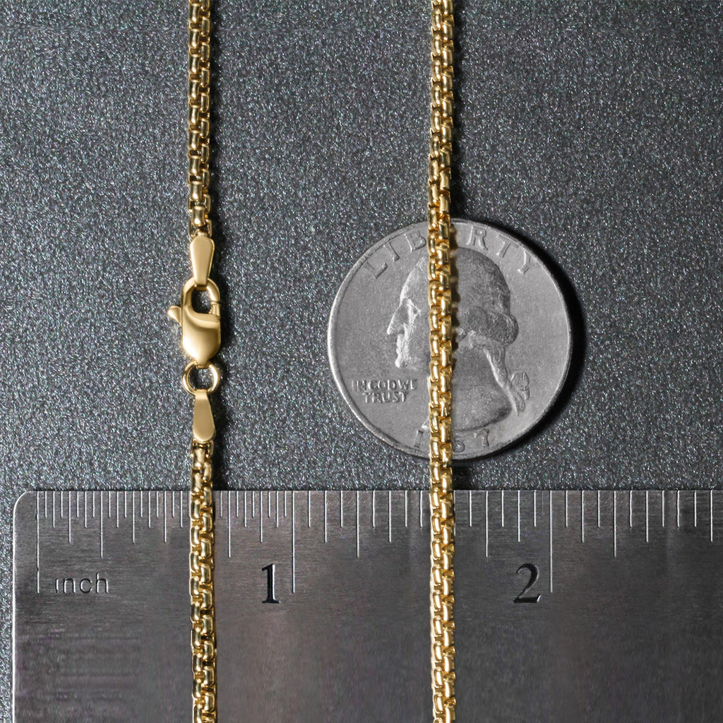 14k Yellow Gold Solid Round Box Chain (2.5 mm)