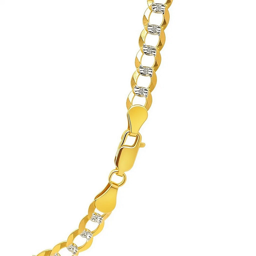 14k Two Tone Gold Pave Curb Chain (5.70 mm)