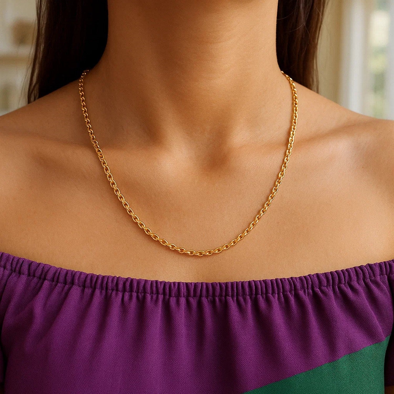 2.2mm 14K Yellow Gold Forsantina Lite Cable Link Chain