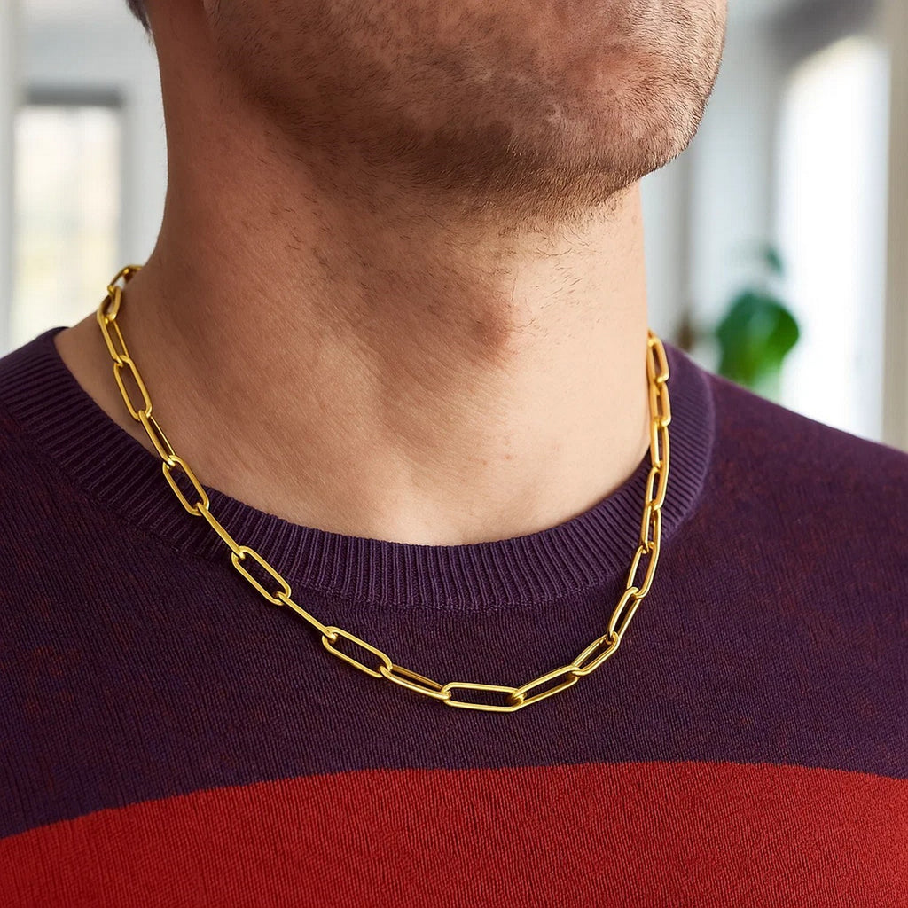 14K Yellow Gold Wide Paperclip Chain (3.20 mm)