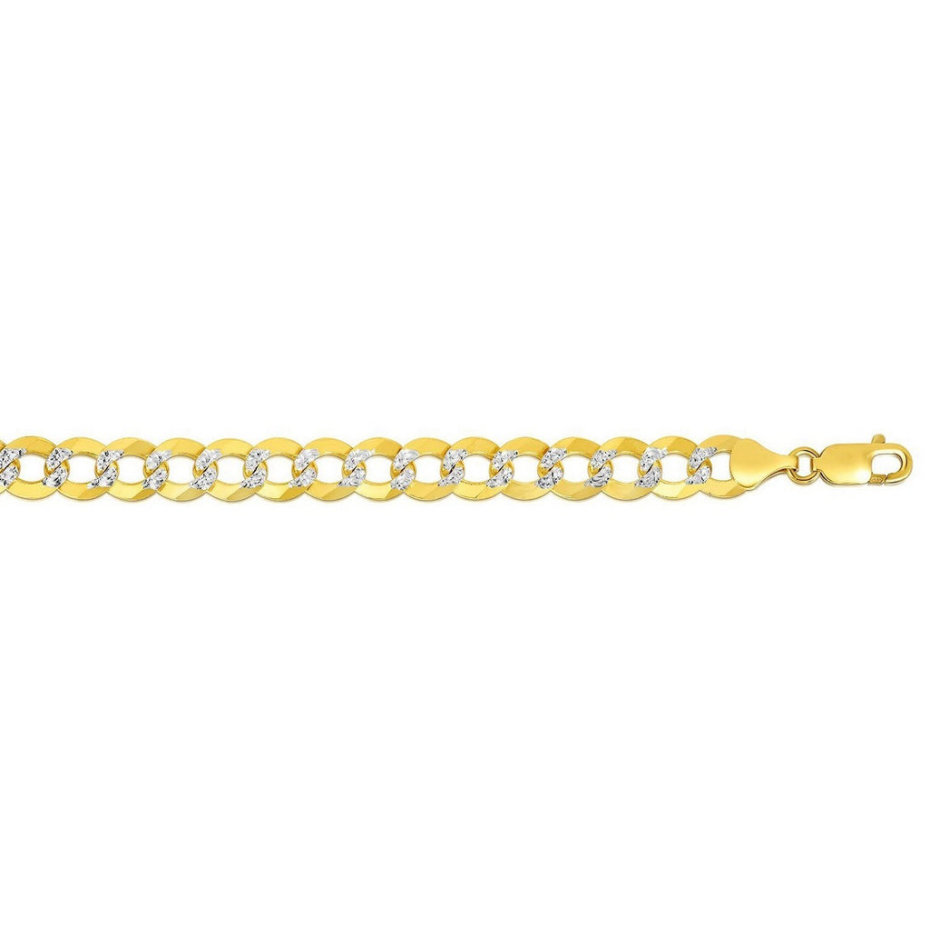 10 mm 14k Two Tone Gold Pave Curb Chain (9.70 mm)