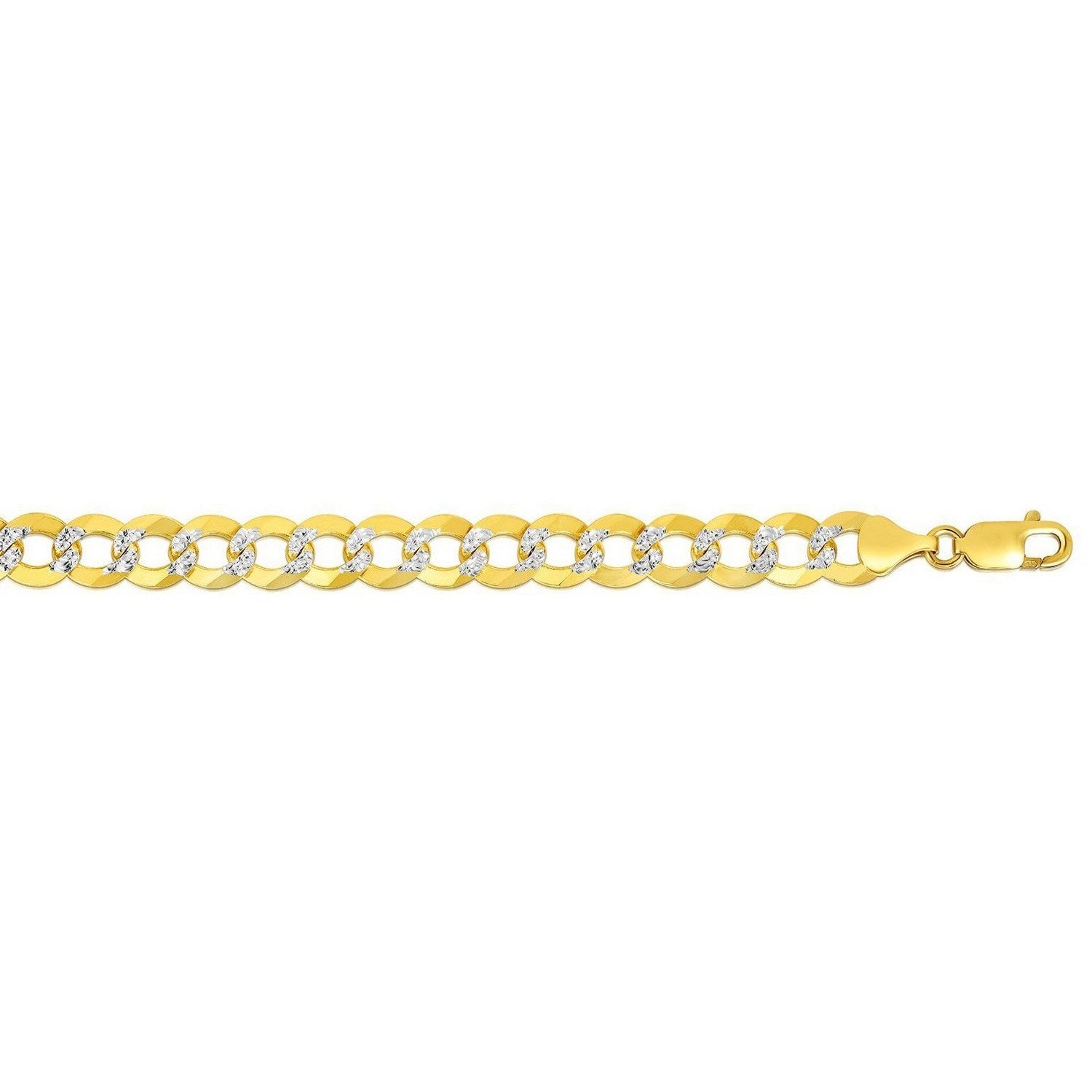 10 mm 14k Two Tone Gold Pave Curb Chain (9.70 mm)