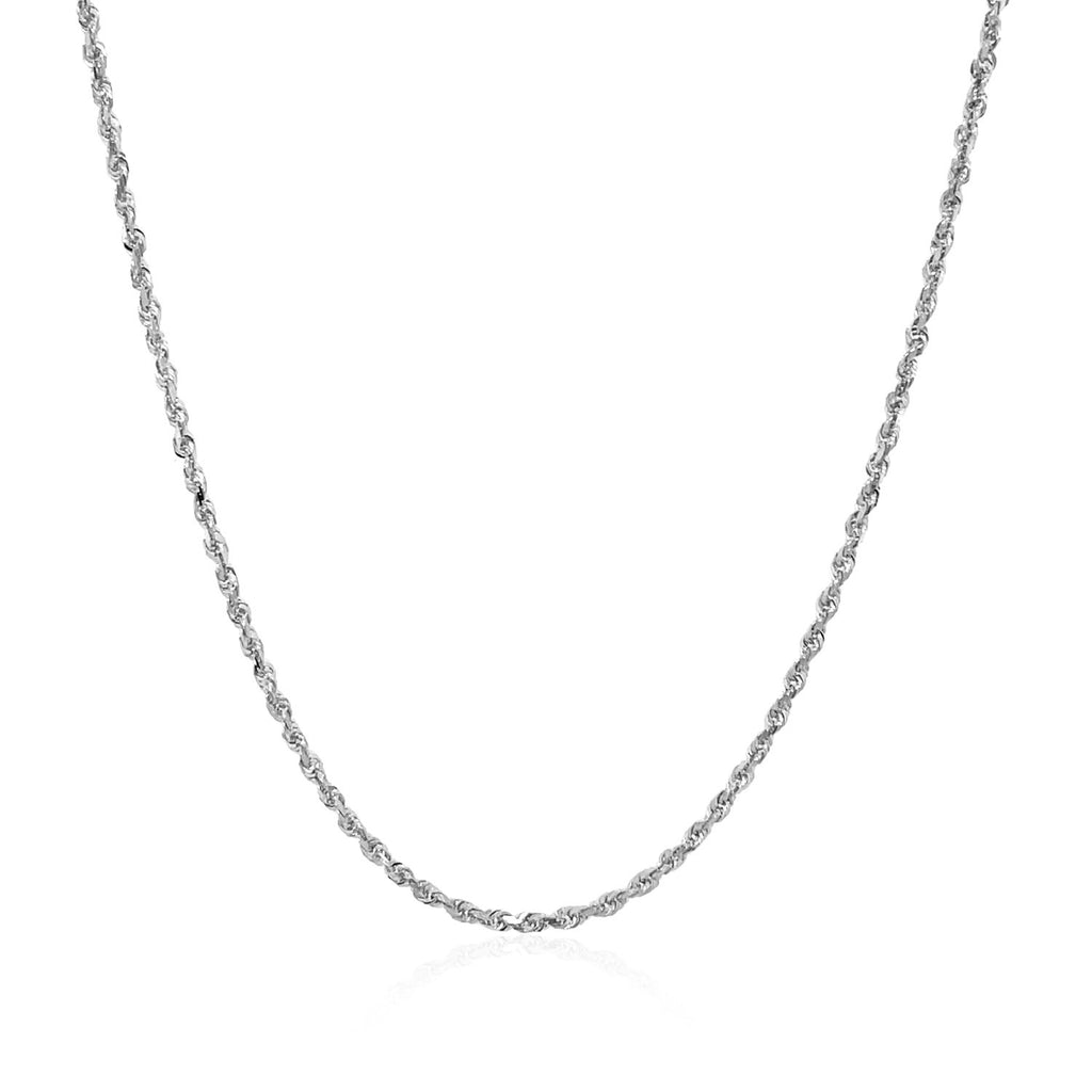 14k White Gold Solid Diamond Cut Rope Chain (1.40 mm)