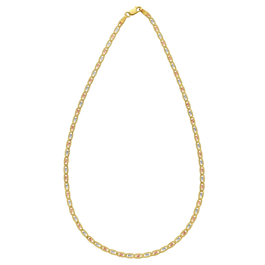 14K Tri Color Gold Pave Valentino Chain (3.00 mm)