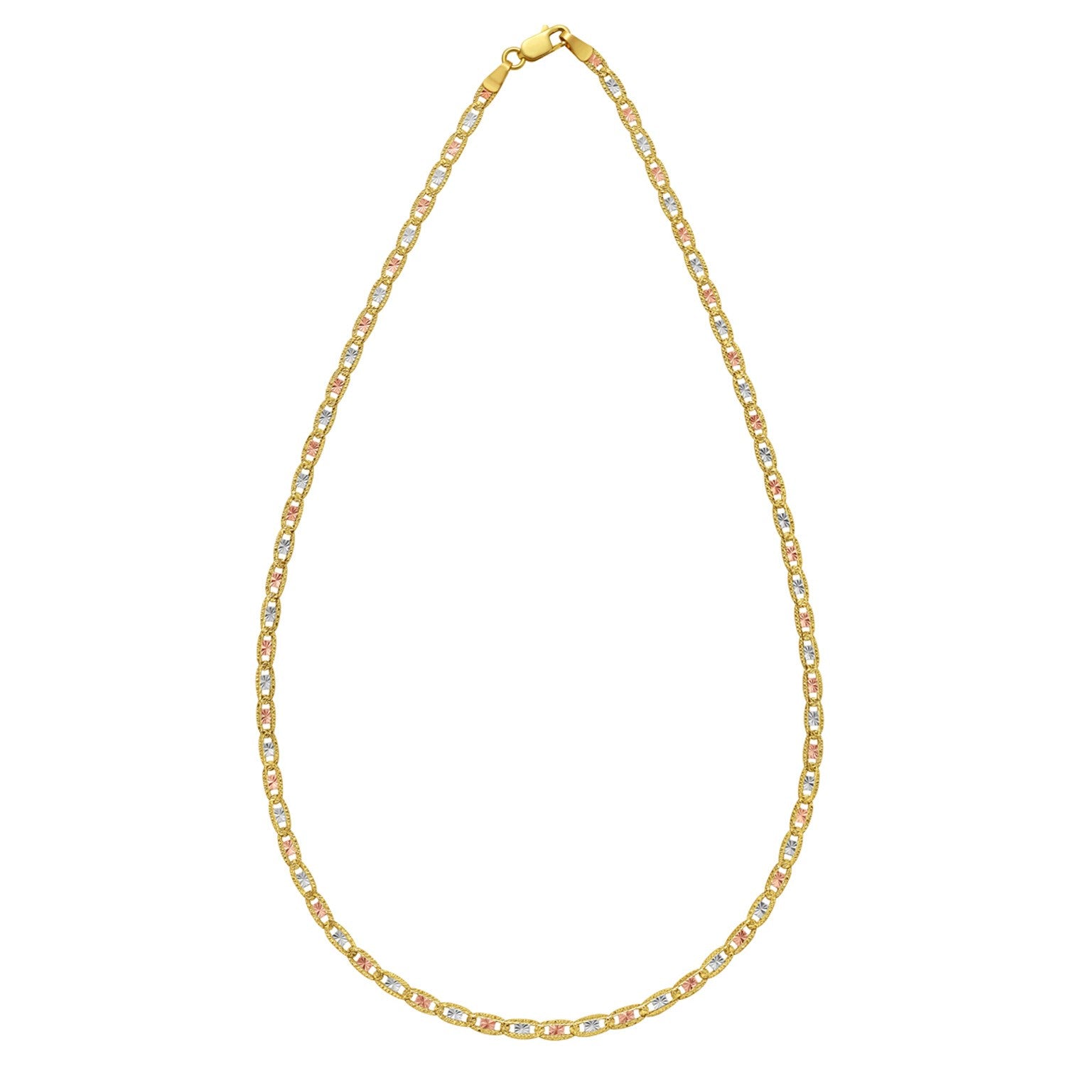 14K Tri Color Gold Pave Valentino Chain (3.00 mm)