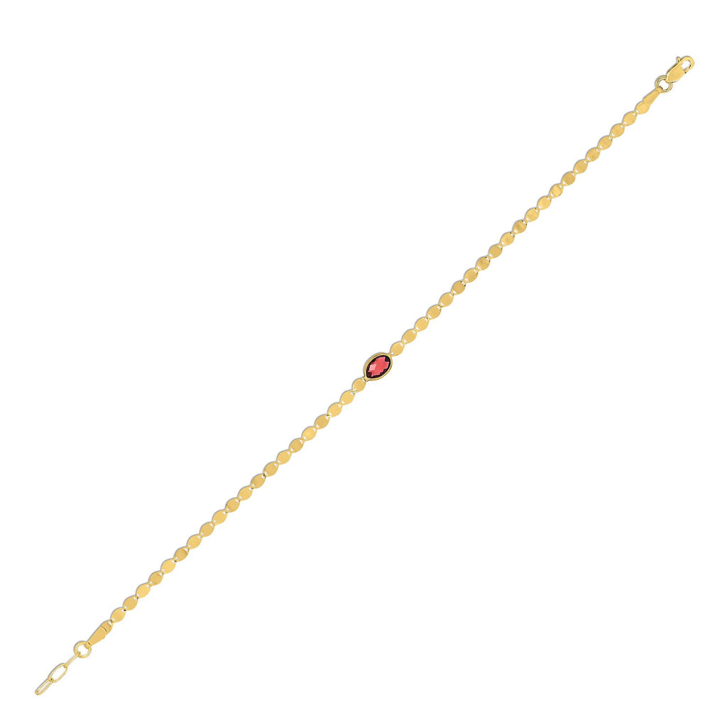 14K Yellow Gold Garnet Mirrored Chain (2.20 mm)