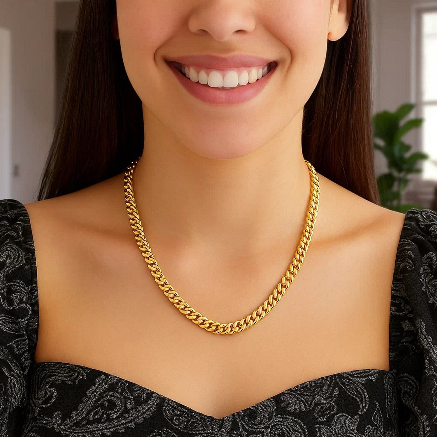 14k Yellow Gold Semi Solid Miami Cuban Chain (6.60 mm)