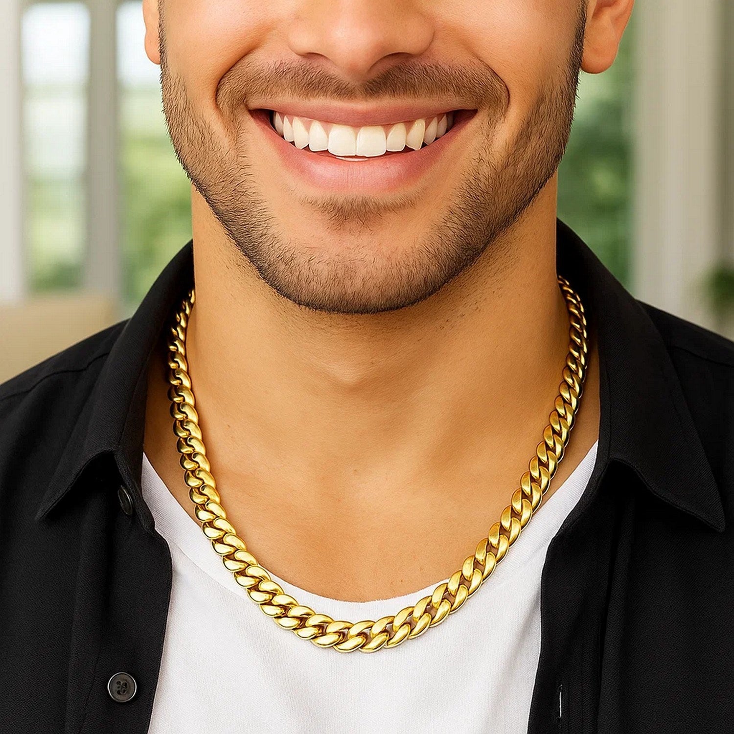 14k Yellow Gold Semi Solid Miami Cuban Chain (9.10 mm)