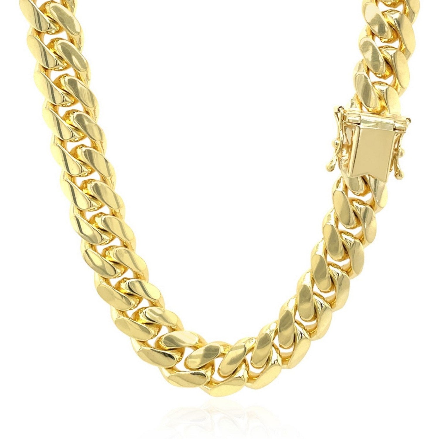14k Yellow Gold Classic Miami Cuban Solid Chain (10.10 mm)