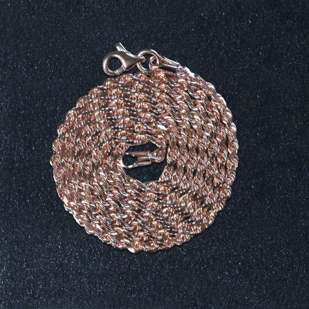 14k Rose Gold Solid Diamond Cut Rope Chain (1.6 mm)