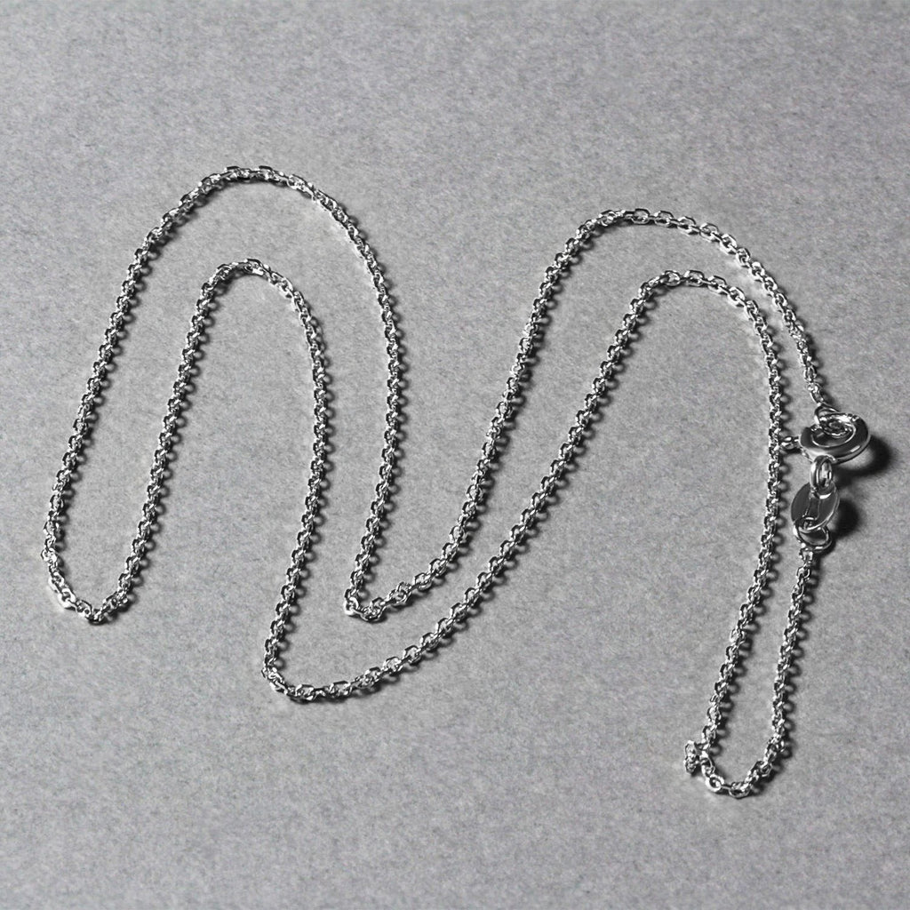 18k White Gold Diamond Cut Cable Link Chain (1.10 mm)