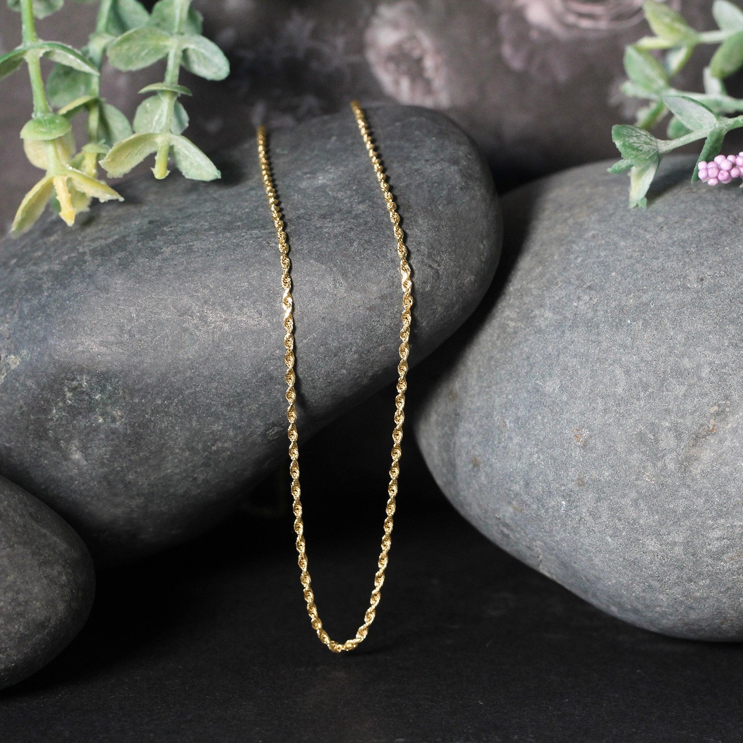 14k Yellow Gold Solid Diamond Cut Rope Chain (1.40 mm)