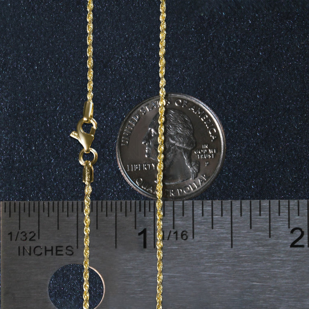 14k Yellow Gold Solid Diamond Cut Rope Chain (1.40 mm)
