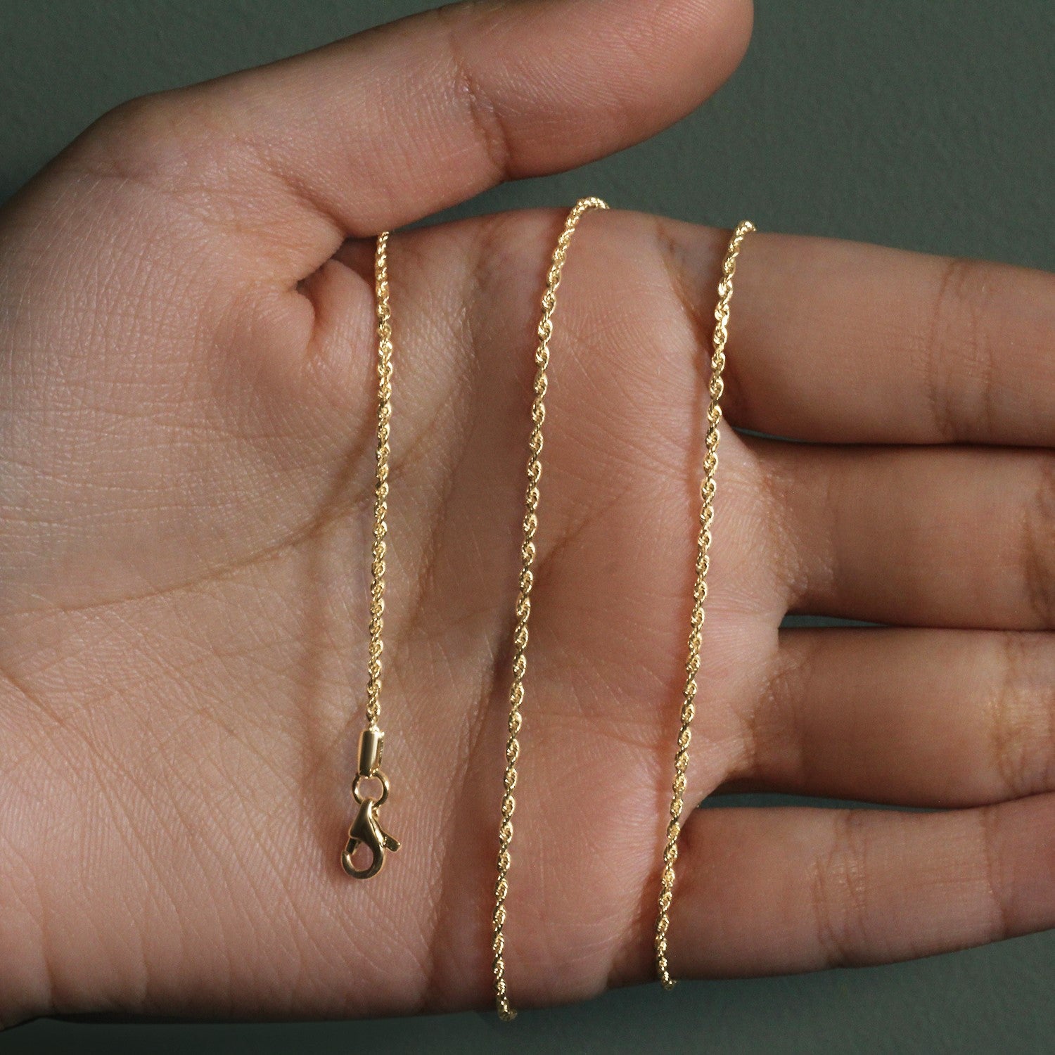 14k Yellow Gold Solid Diamond Cut Rope Chain (1.40 mm)