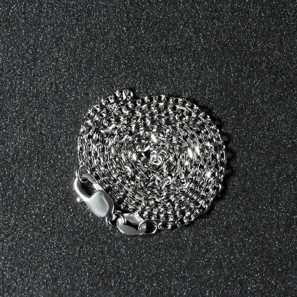 18k White Gold Diamond Cut Cable Link Chain (1.40 mm)