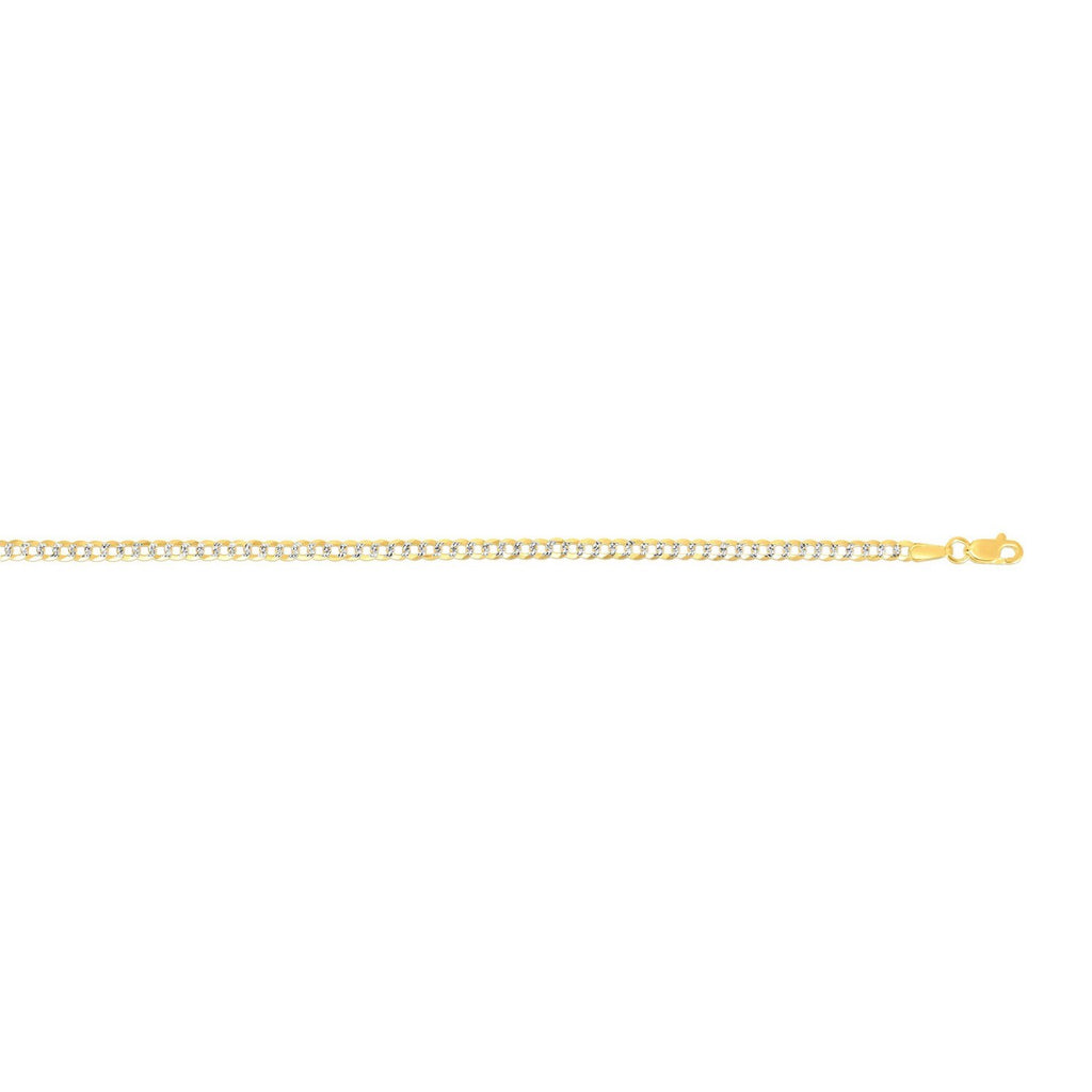 14k Two Tone Gold Pave Curb Chain (2.60 mm)