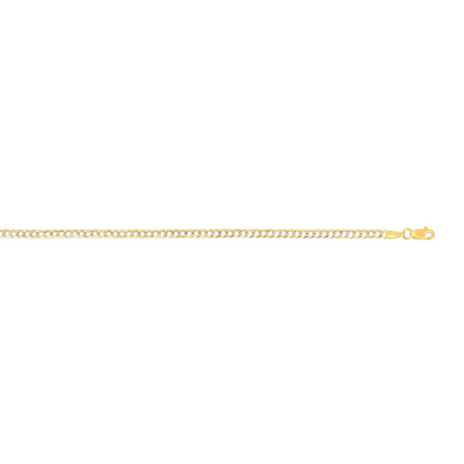 14k Two Tone Gold Pave Curb Chain (2.60 mm)