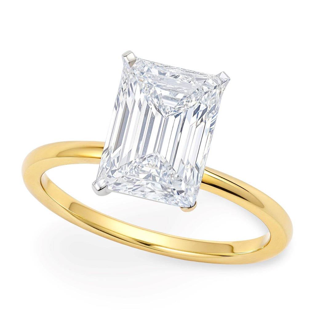5 Carat Radiant Lab Grown IGI G/VS1 Diamond Solitaire Ring in 10K Yellow Gold