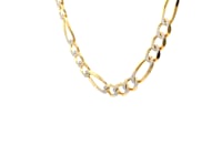14K Two tone Gold Solid Pave Figaro Chain (5.90 mm)